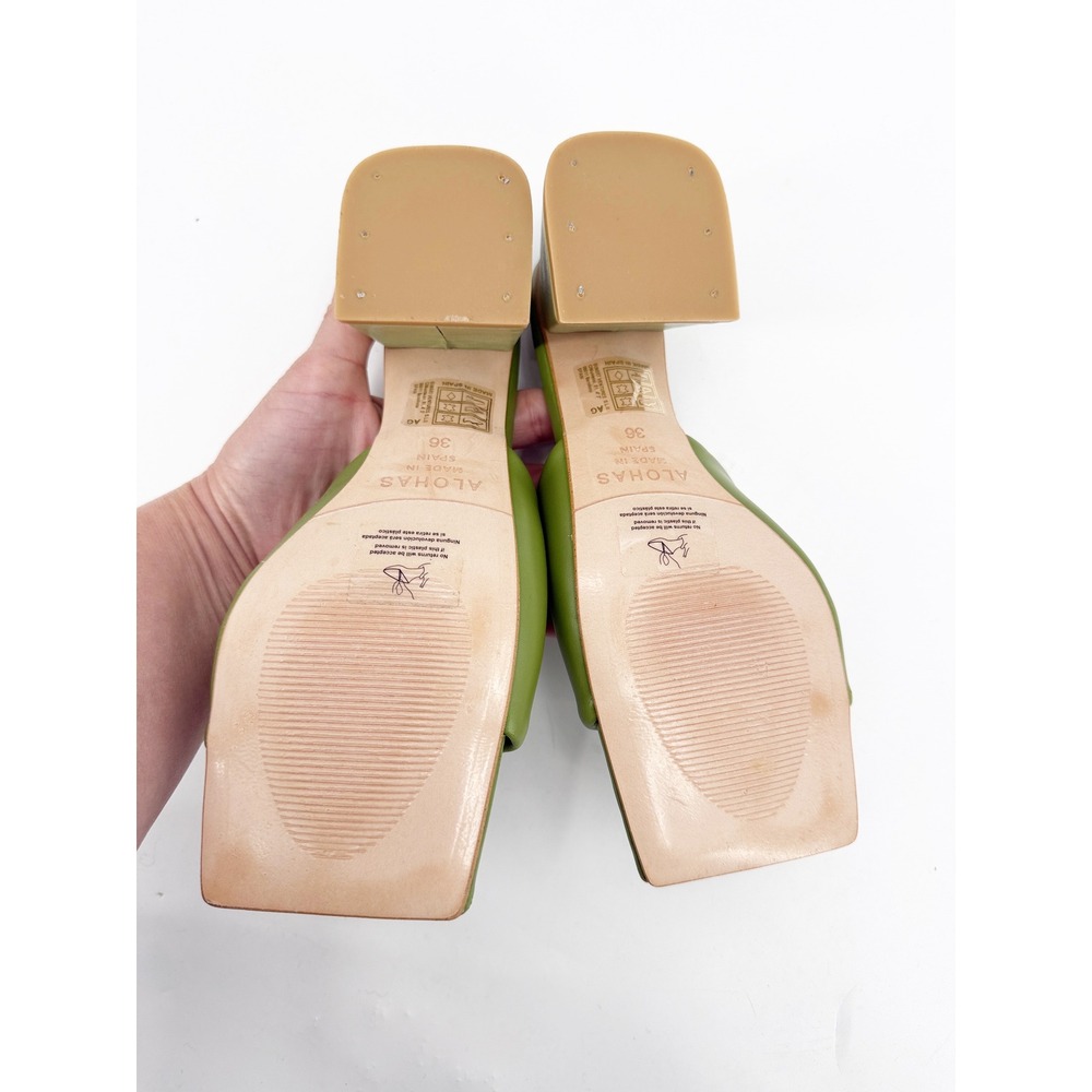 Alohas Degrade Evergreen Ombre Leather Block Heel Mules Sandals 36 6 NWOT - Picture 7 of 10